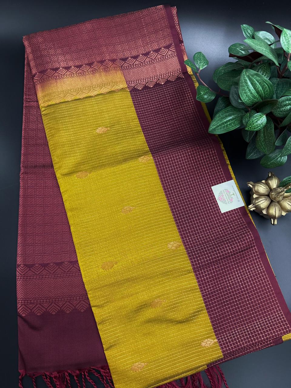 Lush Green Dupion Silk Saree and Green Border with Flower buttas