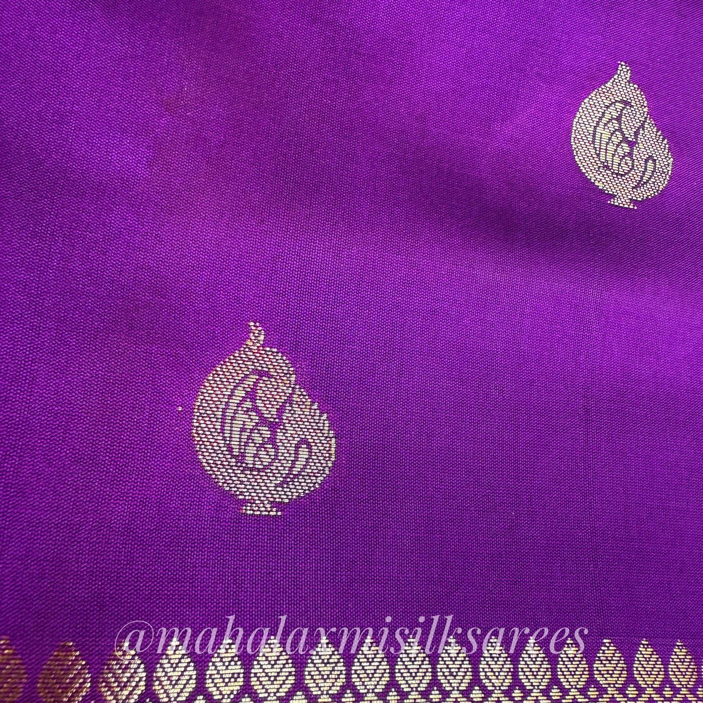Muga Silk Purple Saree with Roze Golden Zari Border