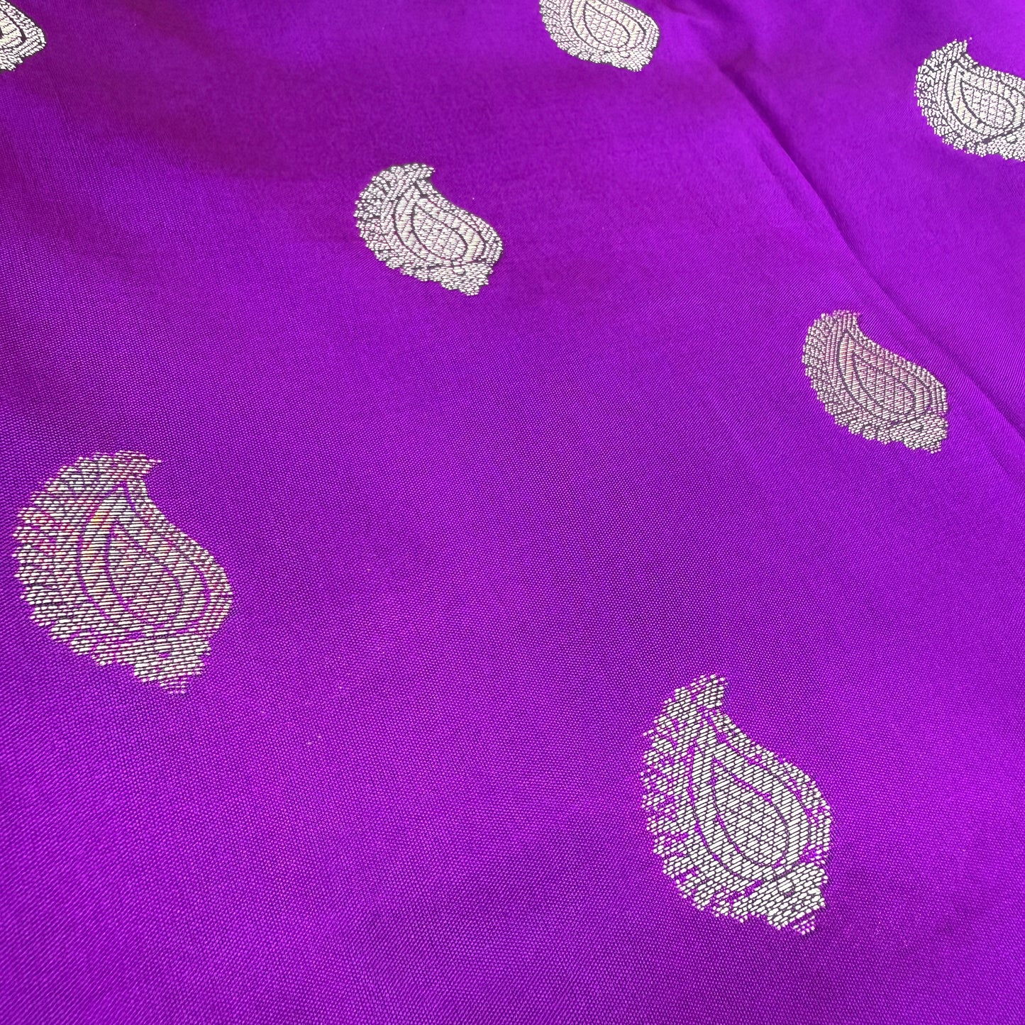 Muga Silk Purple Saree with Golden Zari Border