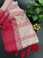 Mul Cotton Saree with Traditional Red Border