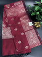 Muga Silk Maroon with Golden Zari Border