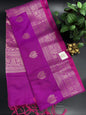 Muga Silk Rani Pink Saree with Golden Zari Border