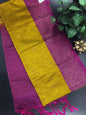 Golden Yellow Dupion Silk Saree and Pink Border with Flower buttas