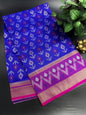 Royal Blue Pochampalli Blended Silk Saree with a Pink Zari Border