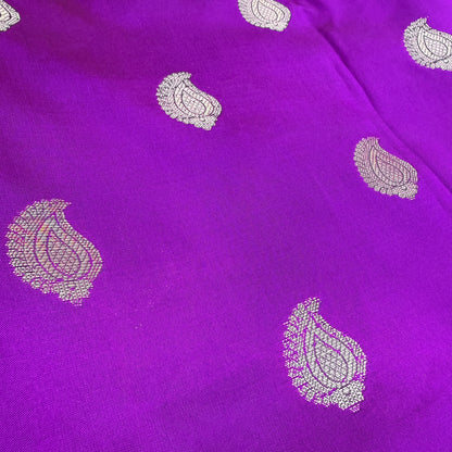 Muga Silk Purple Saree with Golden Zari Border