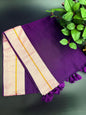 Purple Mul Cotton Saree with Pink Border