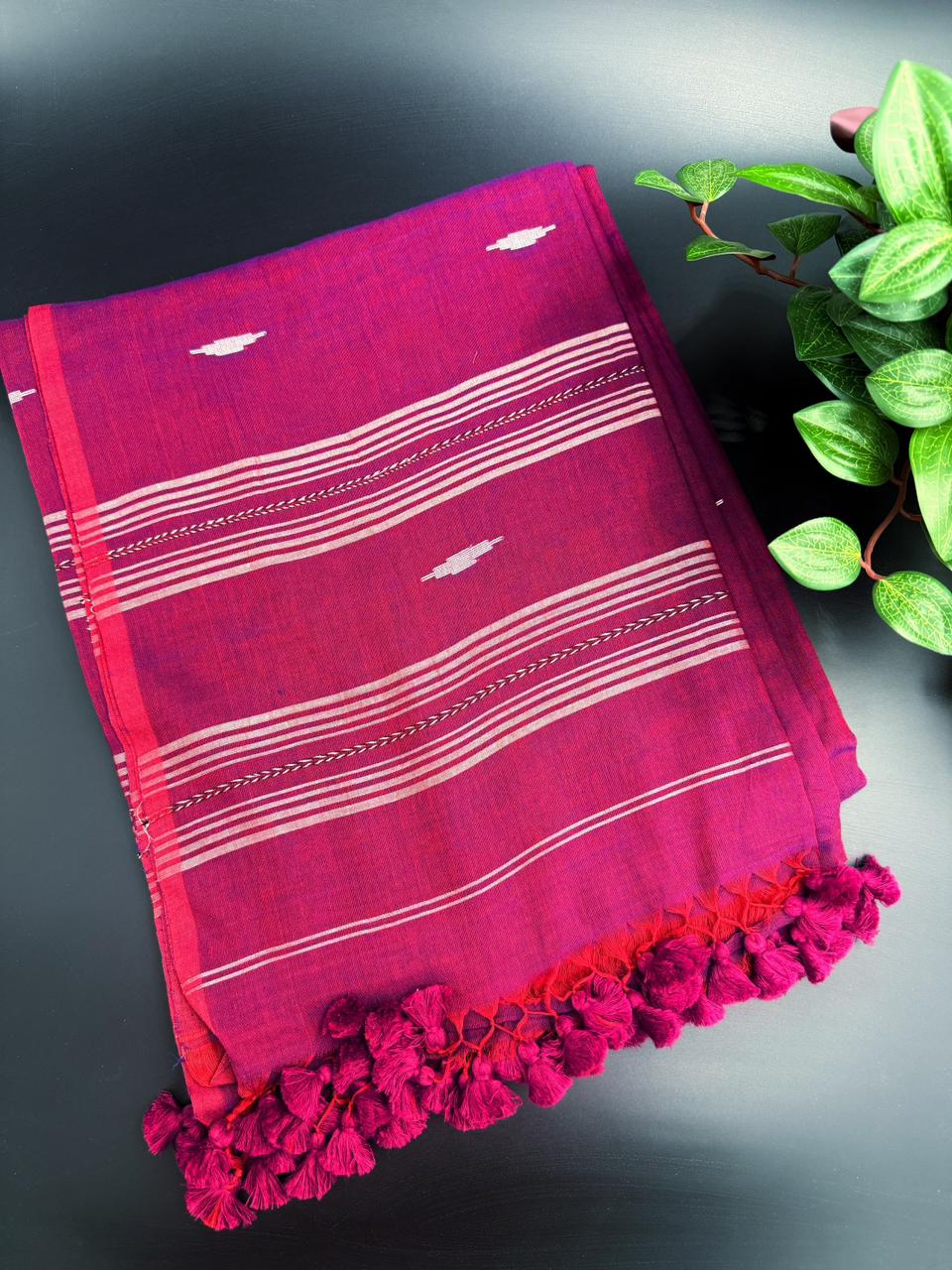 Purple Pure Cotton Saree