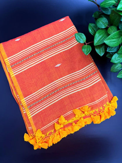 Pestle Orange Pure Cotton Saree