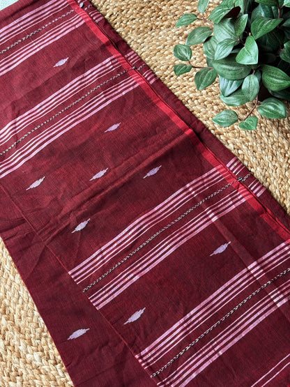 Maroon Bengal Pure Cotton Saree