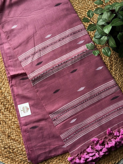 Dusky Pink Bengal Pure Cotton Saree