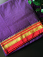 9 Yard Purple Ilkal Saree With Pink and Golden Zari Border