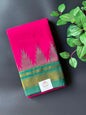 Maroon Temple Gadhwal Saree with Green Border