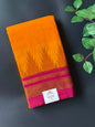 Golden Yellow Temple Gadhwal Saree with Maroon Border