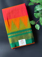 Orange Temple Gadhwal Saree with Green Border