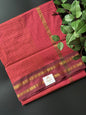 Red Arani Silk Cotton Saree With Zari Border