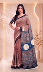 Maroon Pure Cotton Block Printed Saree