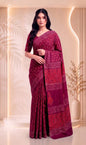 Maroon Pure Cotton Block Printed Saree
