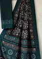 Black Block Printed Temple Border Saree