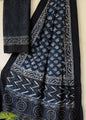 Indigo Block Printed Temple Border Saree