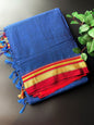 9 Yard Royal Blue Ilkal Saree With Maroon and Golden Zari Border